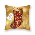 Détail de la taie d'oreiller de Noël en satin avec dégradé doré et bas de Noël rouge festif - Chaussette dégradé or rouge (19XMAS16 (3))