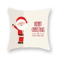 Housse de coussin Père Noël avec vœux de Noël sur fond blanc pour décoration de fête - Père Noël faisant signe sur blanc cassé (19XMAS16 (15))