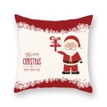 Housse de coussin de Noël festive rouge et blanc avec motif Père Noël et flocons de neige - Style cadeau Père Noël en épissage (19XMAS16(16))