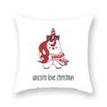 Détail d'une taie d'oreiller de Noël blanche avec une licorne et une couronne festive - Amour de Noël licorne (19XMAS16(17))