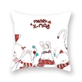 Détail de la taie d'oreiller de Noël avec motif de lapin et d'ours polaire dessinés - Vœux de Noël animaux dessin animé (19XMAS16 (18))
