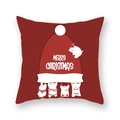 Détail de la taie d'oreiller de Noël rouge avec texte Merry Christmas et animaux - Chapeau de Noël animaux dessin animé (19XMAS16 (20))