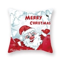 Détail d'une taie d'oreiller carrée de Noël avec Père Noël cartoon et texte festif - Père Noël version Q Nouvel An (19XMAS16(23))