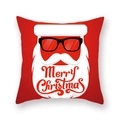Vue détaillée d'une taie de coussin rouge de Noël avec le Père Noël et des lunettes - Père Noël à lunettes de soleil mode (19XMAS16(26))