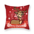 Vue détaillée du renne de Noël et texte Merry Christmas sur une taie d'oreiller rouge - Renne au nez rouge (19XMAS16(29))