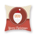 Détail du motif Père Noël et texte Merry Christmas sur une taie d'oreiller festive - Visage de Père Noël à pois beige (19XMAS16(34))