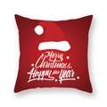 Détail de la taie d'oreiller rouge avec bonnet de Noël blanc et vœux festifs - Lettrage du Nouvel An chapeau de Noël (19XMAS16(35))