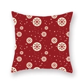 Détail de la housse de coussin de Noël avec flocons de neige sur tissu rouge vif - Flocons de neige pois (19XMAS16(36))