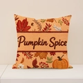 Linnen kussensloop met Pumpkin Spice borduursel voor herfstige decoratie in huis - Fp002-4 / 45*45cm (Enkele kussensloop)
