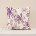Federa per cuscino in lino con stampa floreale acquerello viola per divano e casa - Fiori Acquerello Viola (SP014-4)