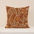 Terracotta pumpkin style cushion cover with autumn squirrel and maple leaf embroidery - Terracotta Squirrel Style (FP002-13)