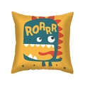 Fodera per cuscino con dinosauro cartone animato in tessuto giallo pelle di pesca - Stile Dinosauro Roar Giallo ((2)DM275)