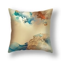 Fodera per cuscino nordica con motivi astratti fluidi in blu e oro artistico - 45*45cm (Inserto non incluso) / Blu Lago Champagne Fluido (DM253-3)