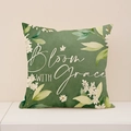 Federa per cuscino in lino verde con margherite e stampa Bloom WITH Grace - Bloom With Grace Verde Scuro Margherita (SP012-4)