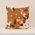 Caramel floral linen pillow case with large white daisy print for sofa decor - Caramel Vintage Large Floral (SP012-10)