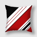 Moderne vierkante kussensloop met rood zwart en wit geometrisch streeppatroon decor - Rood Zwart Wit Diagonale Geometrische Strepen (DM328)