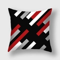 Moderne Scandinavische kussenhoes met rood-grijze geometrische strepen voor de bank - Moderne Vierkleurige Geometrische Diagonale Strepen (DM328)