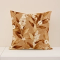 Floral linen throw pillow cover with vintage brown flower pattern for sofa decor - Tan Pastoral Small Floral (SP012-11)