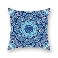 Quadratischer Kissenbezug mit blauem Mandala- und Paisleymuster für die Sofadekoration - Blau Töne Mandala Paisley Muster (DM26-15)
