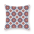 Ethnic square pillow cover with red and blue mandala floral geometric patterns - Red Blue Geometric Symmetry (DM26-12)
