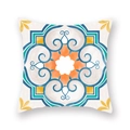 Ethnic mandala pillowcase with yellow and blue geometric tile patterns on white back - Yellow Blue Fresh Mandala (DM26-2)