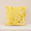 Linen cushion cover with yellow daisy floral pattern for modern living room decor - Lemon Yellow White Daisy (SP012-18)
