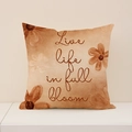 Leinen Kissenbezug mit Live life in full bloom Spruch und floralem Aquarell-Design - Beige Aquarell Bloom (SP014-22) / 45x45cm Nur Kissenbezug