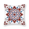 Square mandala pillow cover with dark red and blue bohemian geometric patterns - Deep Red Blue Mandala (DM26-11)