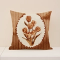 Vintage-Kissenbezug aus Leinen mit kunstvollen Ölgemälde-Tulpen und Streifenmustern - Retro Öl Tulpe Streifen (SP014-23) / 45x45cm Nur Kissenbezug