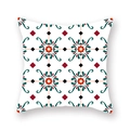 Ethnic mandala square pillow cover with vintage geometric patterns and floral motifs - Red Orange Green Geometric Diamond (DM26-8)