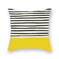 Nordic square pillow cover featuring black white stripes and bright yellow geometric blocks - 45cmx45cm / Hand-painted Stripes Yellow Block (DM47-8)