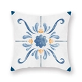 Bohemian mandala pillowcase featuring navy blue and orange patterns on white fabric - Navy Warm Orange Fresh Pattern (DM26-5)