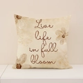 Blumen-Kissenbezug aus Leinen mit Aufdruck Live Life in Full Bloom in Beige - Warmbraun Handgemalt Bloom (SP014-29) / 45x45cm Nur Kissenbezug