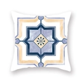 Square pillow cover with blue and beige Moroccan geometric tile mandala patterns - Indigo Light Blue Mediterranean Art (DM26-6)