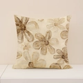 Quadratischer Leinen-Kissenbezug mit Vintage-Ölgemälde-Blumenmuster in Beige und Braun - Erdton Retro Öl Floral (SP014-32) / 45x45cm Nur Kissenbezug