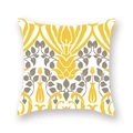 Square Nordic pillowcase featuring yellow and grey floral geometric patterns on white - 45cmx45cm / Gray Yellow Symmetrical Floral (DM47-4)