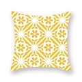 Square yellow geometric floral cushion cover with decorative Nordic pattern - 45cmx45cm / Geometric Petal Pattern (DM47-2)