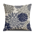 Nordischer quadratischer Leinenkissenbezug mit abstrakten floralen Mustern in Marineblau - 45x45cm (Nur Bezug) / Dunkelblau Grau Abstrakt Floral Stil (21YM10-4)