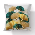 Housse de coussin moderne en peluche avec feuilles de ginkgo dorées et marbre - Perle de Ginkgo Or Sarcelle Foncée(21RC4-3)