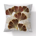 Federa moderna in peluche con motivo a foglie di ginkgo dorate su sfondo grigio marmo - Foglia Oro Marrone Marmo(21RC4-4)