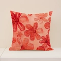 Leinen-Kissenbezug mit rotem Blumenmotiv im Ölgemälde-Stil auf beigem Grund - Groß Rot Pink Öl Floral (SP014-40) / 45x45cm Nur Kissenbezug