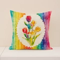 Kissenbezug aus Leinen mit buntem Regenbogen-Verlauf und Tulpen-Ölgemälde-Druck - Regenbogen Öl Tulpe (SP014-41) / 45x45cm Nur Kissenbezug