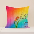 Leinenkissenbezug mit Regenbogenstreifen und künstlerischem Tulpenblumen-Druck - Regenbogenverlauf Luck (SP014-42) / 45x45cm Nur Kissenbezug