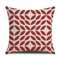 Funda de cojín cuadrada de lino con diseño geométrico en rojo y beige para hogar moderno - Textura de Lino (Solo Funda) / Pétalos Rojos y Blancos (SXYM16-3)