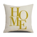 Funda de cojín de lino con estampado HOME amarillo y diseño geométrico moderno - Textura de Lino (Solo Funda) / Letra HOME Amarilla (SXYM16-13)