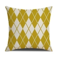 Funda de cojín de lino cuadrada con patrón geométrico de rombos amarillo y blanco - Textura de Lino (Solo Funda) / Argyle Amarillo y Blanco (SXYM16-14)