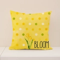Yellow linen throw pillow cover with polka dots and tulip bloom floral design - Yellow Tulip Polka Dot Style (SP055-3)