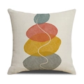 Modern abstract geometric linen pillowcase with colorful stacked pebble prints for sofas - Pebble Geometric Color Block Style (21YM43-2) / 45*45cm (No Core)