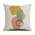 Abstract geometric linen pillowcase with modern mustard and green art print on white background - Irregular Color Block Art Style (21YM43-3) / 45*45cm (No Core)