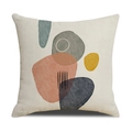 Abstract geometric linen pillowcase with Morandi color blocks and vertical lines on white - Overlapping Circles Geometric Style (21YM43-4) / 45*45cm (No Core)